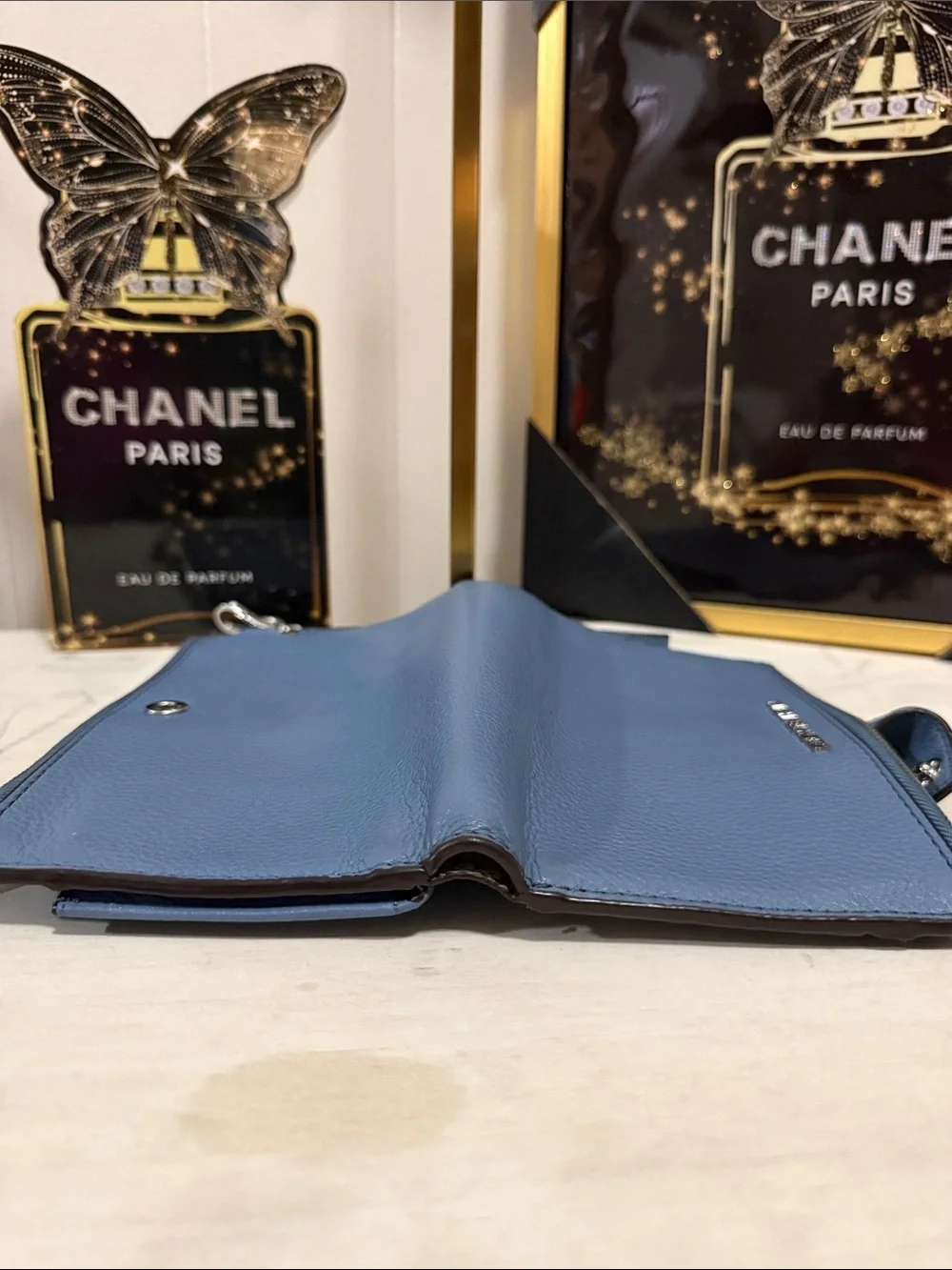 Michael Kors Light Blue Leather Wristlet Wallet